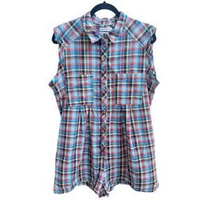 Urban Outfitters Multicolor Plaid Sleeveless Romper
